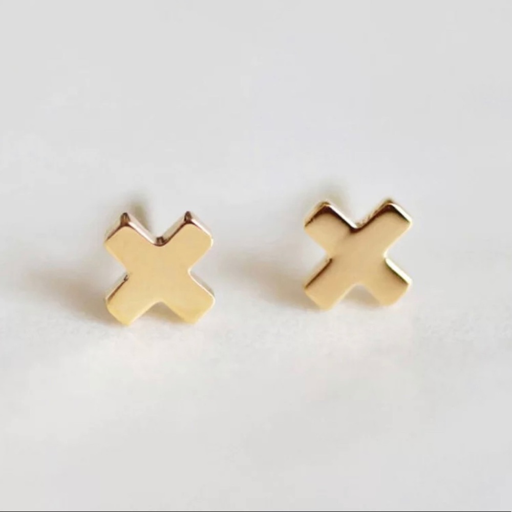 Stainless Steel Gold Cross Studs